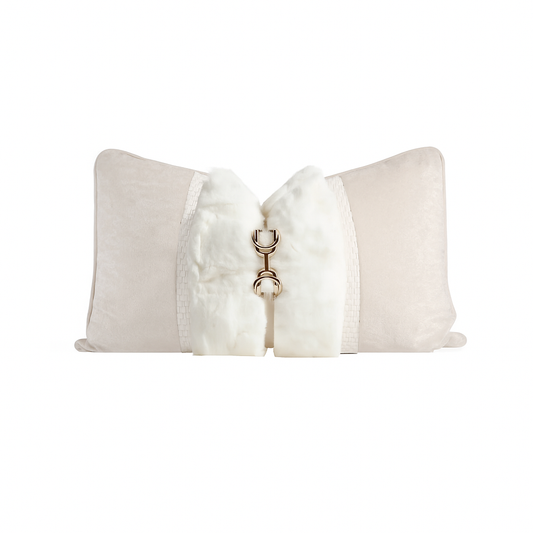 Ivory Fur Rectangle Cushion Cover
