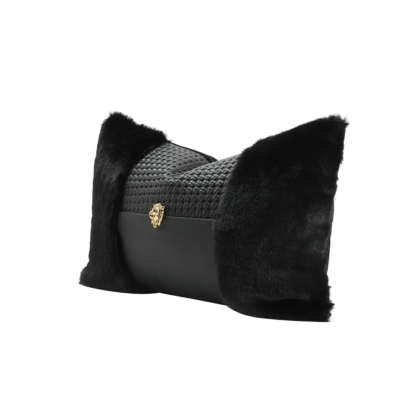 Carbon Rectangle Fur Cushion Cover