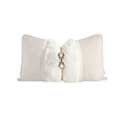 Ivory Fur Rectangle Cushion Cover