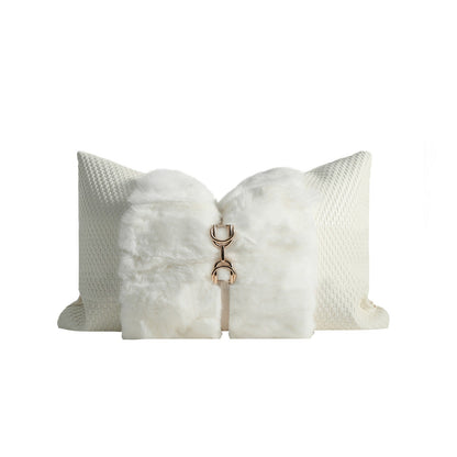 Ivory Fur Rectangle Cushion Cover