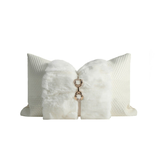 Ivory Fur Rectangle Cushion Cover