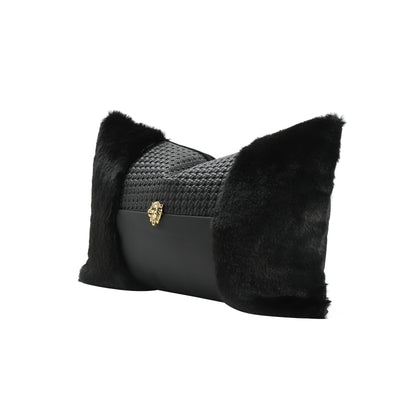 Carbon Rectangle Fur Cushion Cover