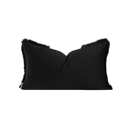 Carbon Rectangle Fur Cushion Cover