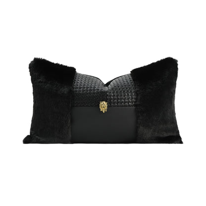 Carbon Rectangle Fur Cushion Cover