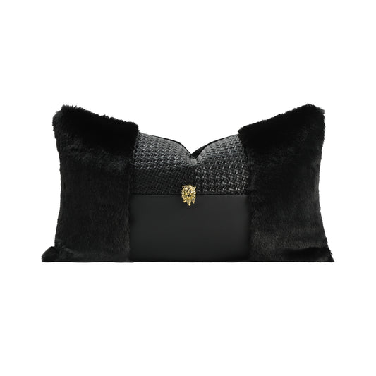 Carbon Rectangle Fur Cushion Cover